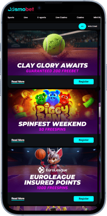Cosmobet Casino welcome bonus and promotions page