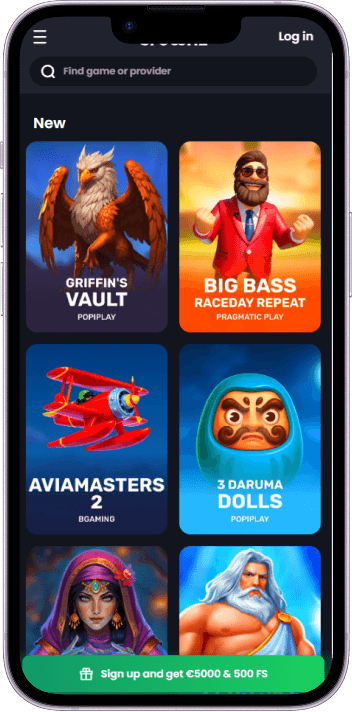Crownz Casino game selection and lobby overview