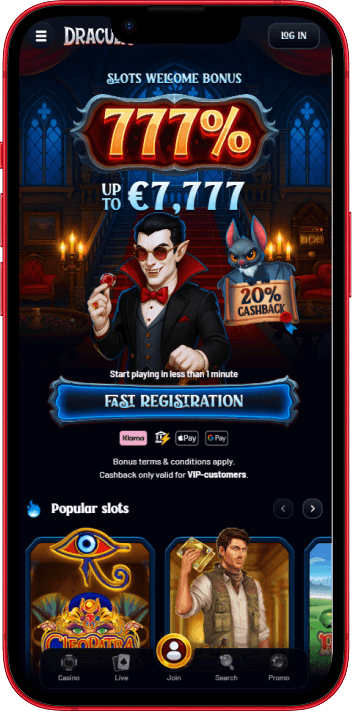 Dracula Casino mobile casino experience on smartphone