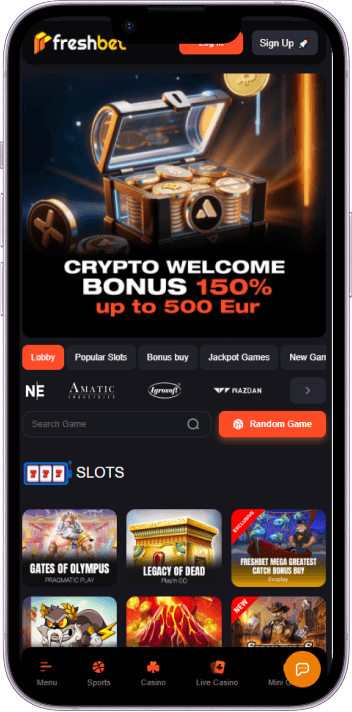 Freshbet Casino game selection and lobby overview