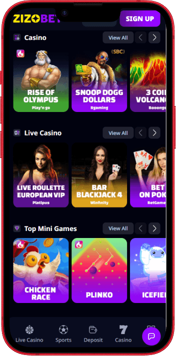 Zizobet Casino mobile casino experience on smartphone